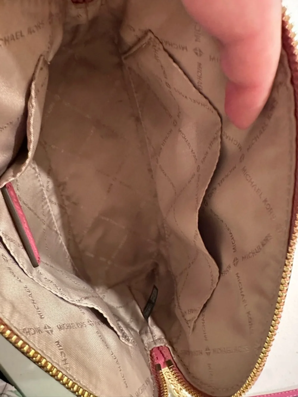 Michael Kors Pink and Cream Colorblock Crossbody with Gold Chain - Picture 7 of 7
